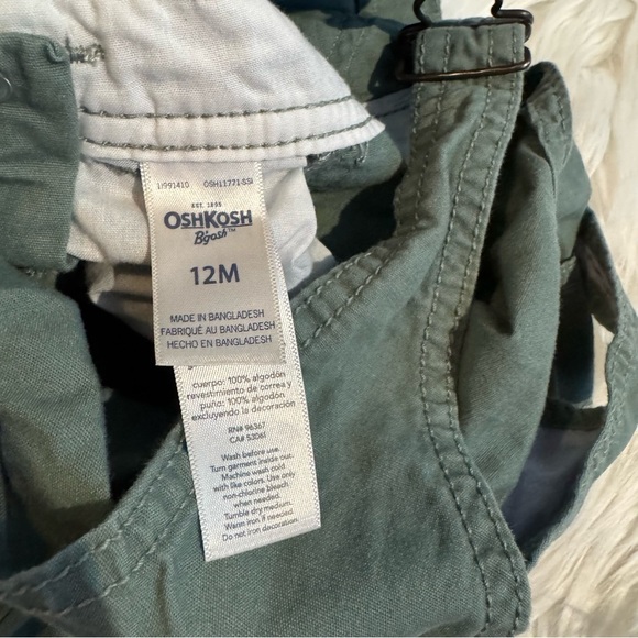 OshKosh B'gosh Baby Boy Olive Green Overalls Size 12 Months Gently used - Picture 5 of 6